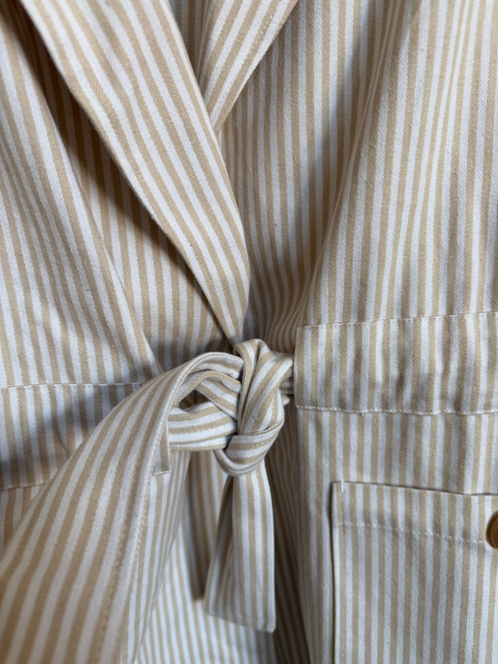 Eloquii Cream and White Striped Tie-Waist Blazer Sz 18 - Picture 4 of 12